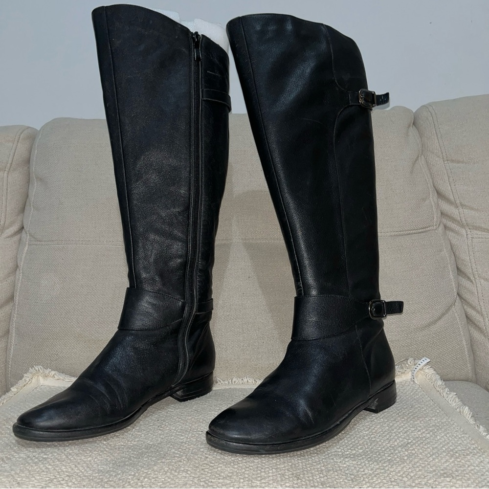 Tata Black  Knee High Soft Italian Leather Boots 7 M